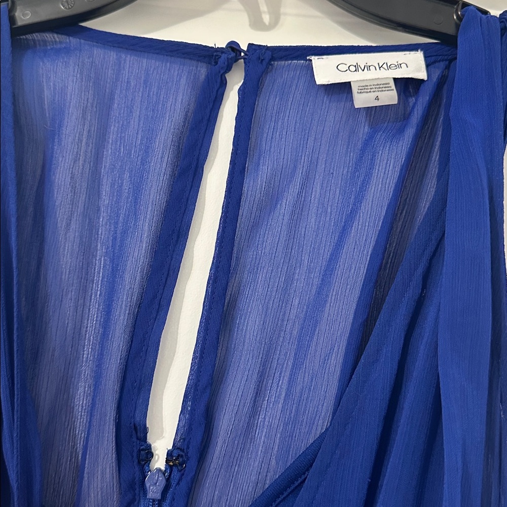 Calvin Klein Royal Blue Sheer Top - Picture 3 of 7